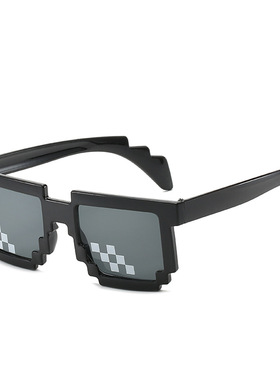 派对搞笑像素墨镜抖音网红靓仔马赛克眼镜搞怪沙雕儿童太阳镜