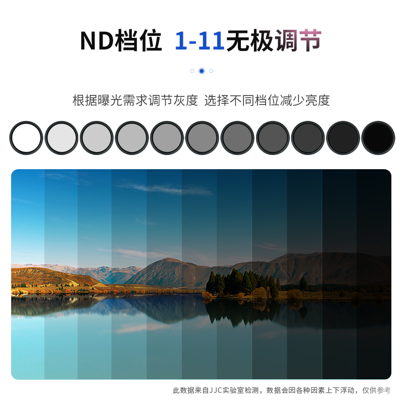 JJC ND滤镜 减光镜可调11档ND2-2000中灰密度可变49 52 55 58 62 67 72 77 82mm适用于佳能富士尼康索尼相机 - 图1