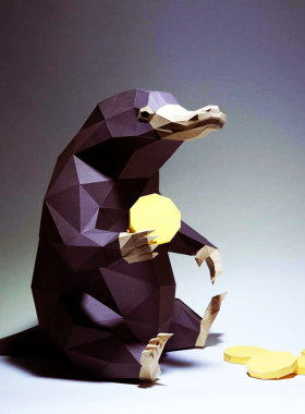 45厘米高 哈利波特嗅嗅简约动物摆件桌面酒柜装饰纸艺原创纸模型