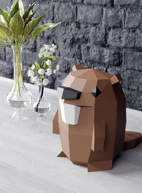 31厘米高龅牙河狸纸模型摆件