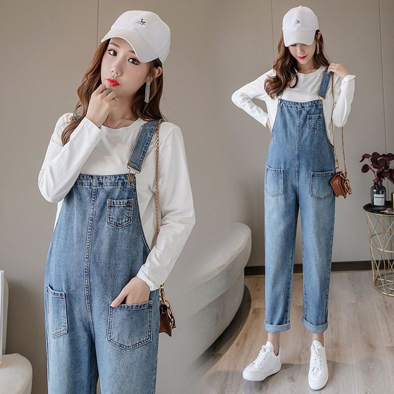 孕妇裤春秋款外穿孕妇背带裤牛仔裤 婴格恩母婴孕妇打底裤