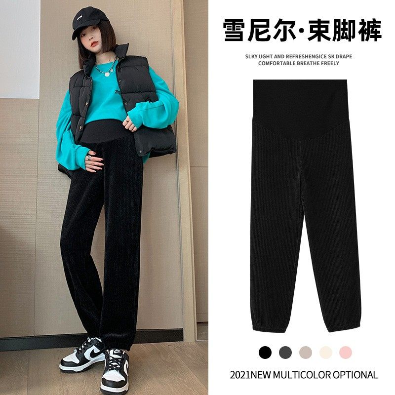 孕妇裤秋冬外穿加绒雪尼尔运动裤 婴格恩母婴孕妇打底裤