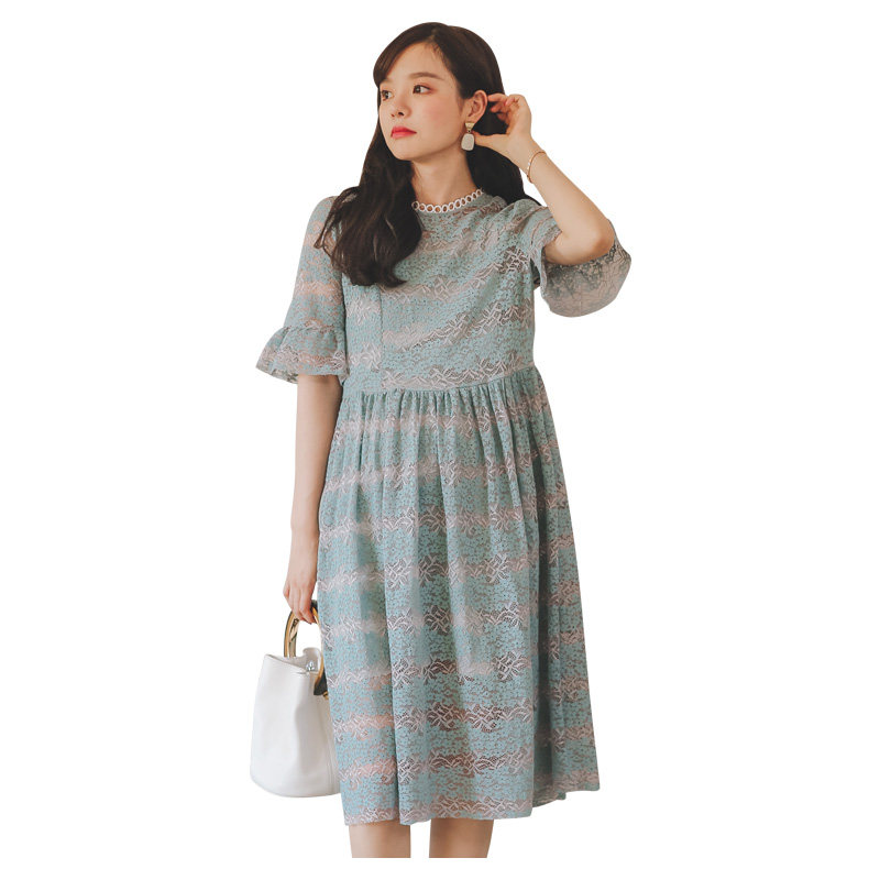 孕妇夏天潮妈夏两件套长款连衣裙 婴格恩母婴连衣裙