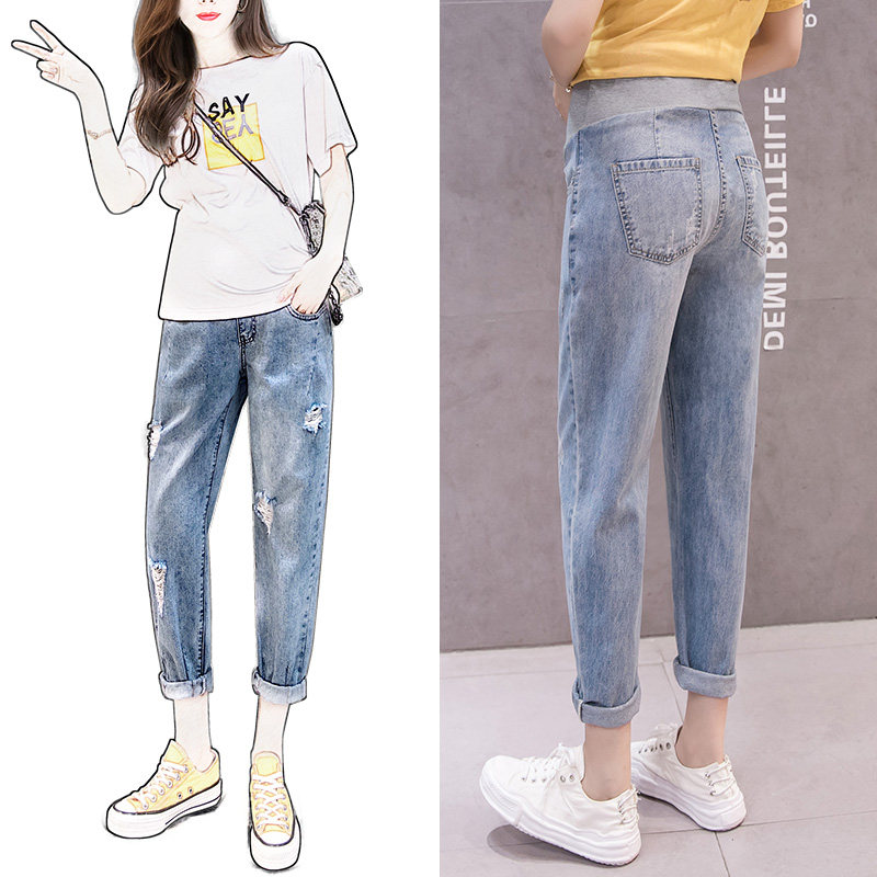 孕妇裤夏季九分打底裤夏外穿牛仔裤 婴格恩母婴孕妇打底裤