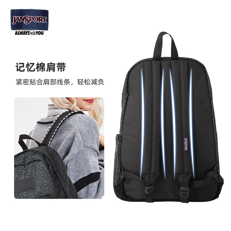 JanSport新款黑夜精灵皮革款双肩包学书包休闲通勤户外旅行包,淘宝优惠券,粉丝福利购,淘宝优惠卷