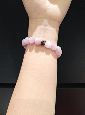 10m猫眼紫锂辉配14m粉锂云母手串手链圈口较大实物更紫