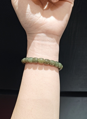 清仓特价 7乘8m大尺寸和田玉桶珠直切手串油润少黑点