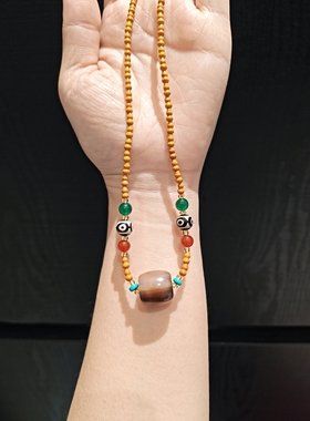 15m牛骨桶珠配3m橄榄葫芦吊坠项链毛衣链锁骨链接受天然纹路