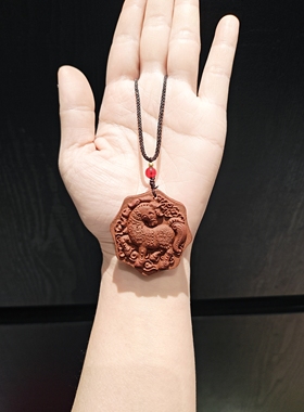38m非遗合香珠归元玫瑰马到成功双面雕刻吊坠项链毛衣链