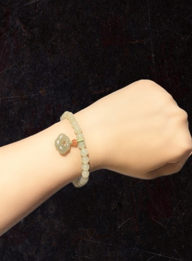 6m和田玉浅晴配15乘12m和田玉浅晴祥云手串手链油润无黑点品质好