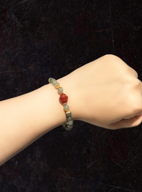 6m和田玉浅晴水配10m南红手串手链接受少量棉絮黑点