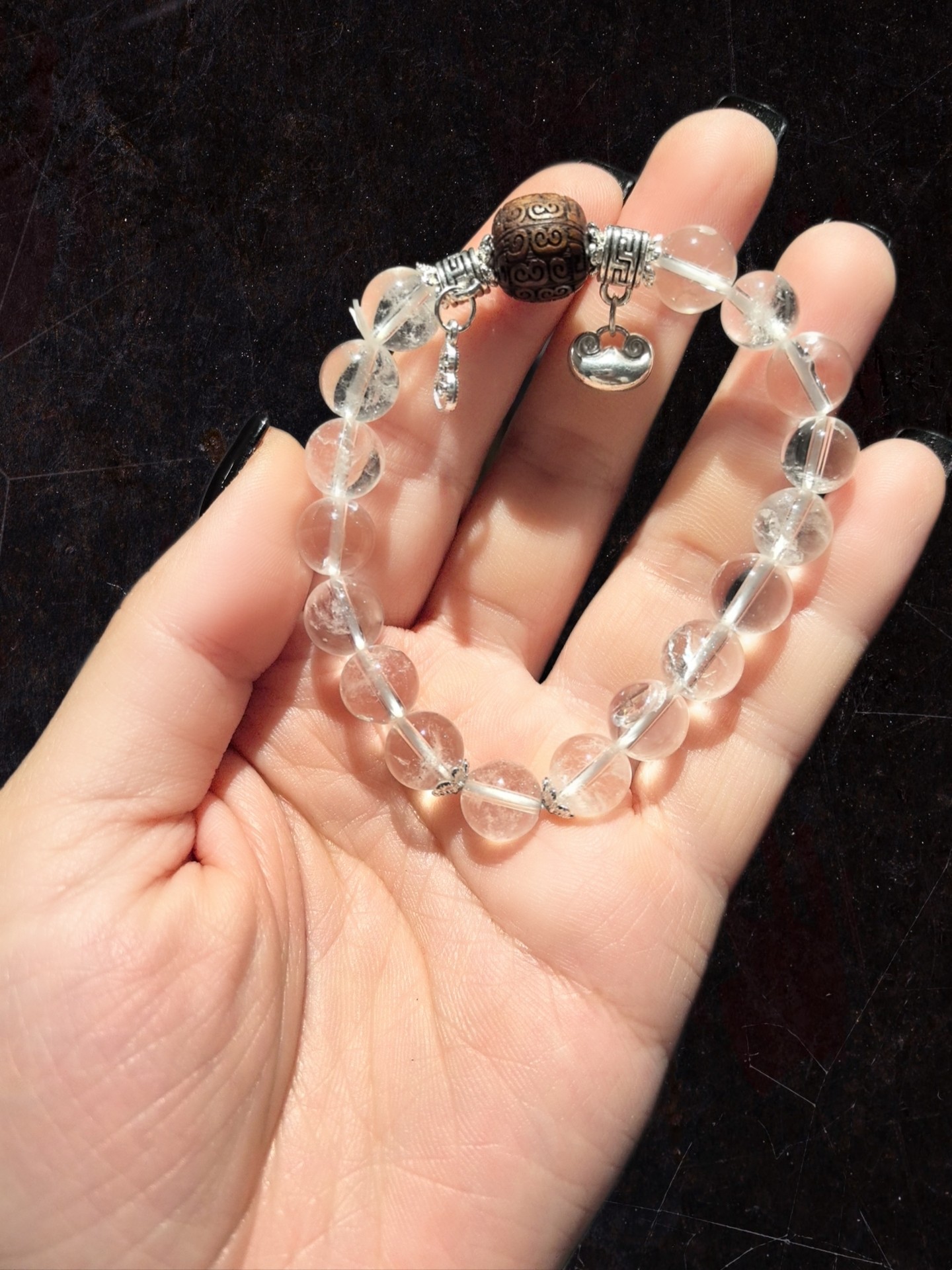 9m白水晶配11m檀木桶珠手串手链接受内部结构棉裂,淘宝优惠券,粉丝福利购,淘宝优惠卷