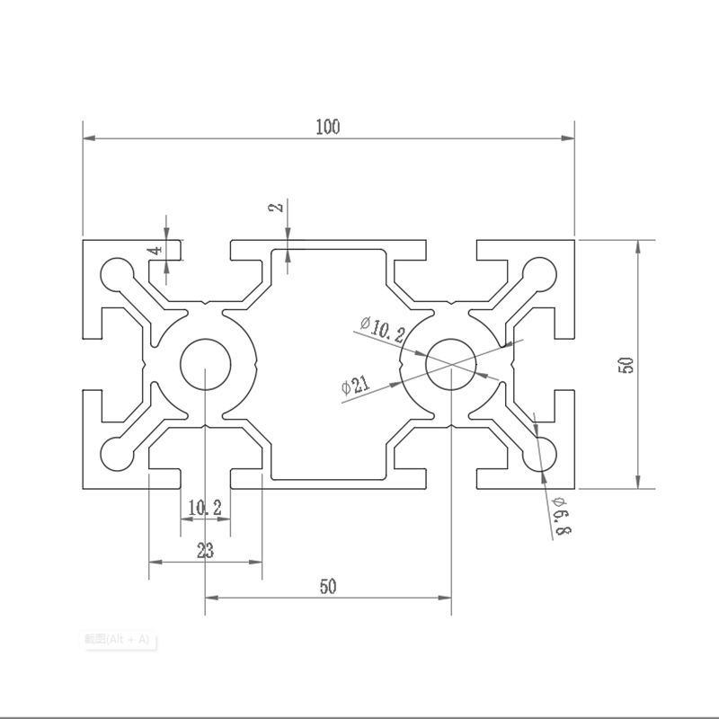 50100铝型材工业铝合金型材铝型材框架铝型材50100工业型材50100-图3