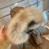 Hhkids Girls Big Mao Wool воротник и бархатный карман в середине длины преодолевают хлопковую куртку зима GWT204