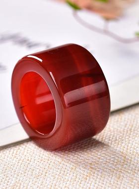 天然玛瑙玉石指环复古风尾戒