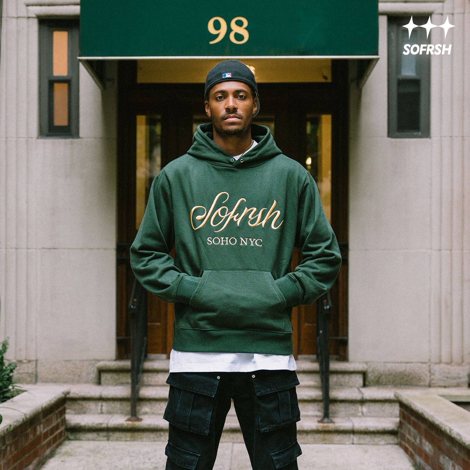 SOFRSH美式重磅刺绣帽衫宽松字母连帽上衣潮牌卫衣秋冬2025新款 - 图0