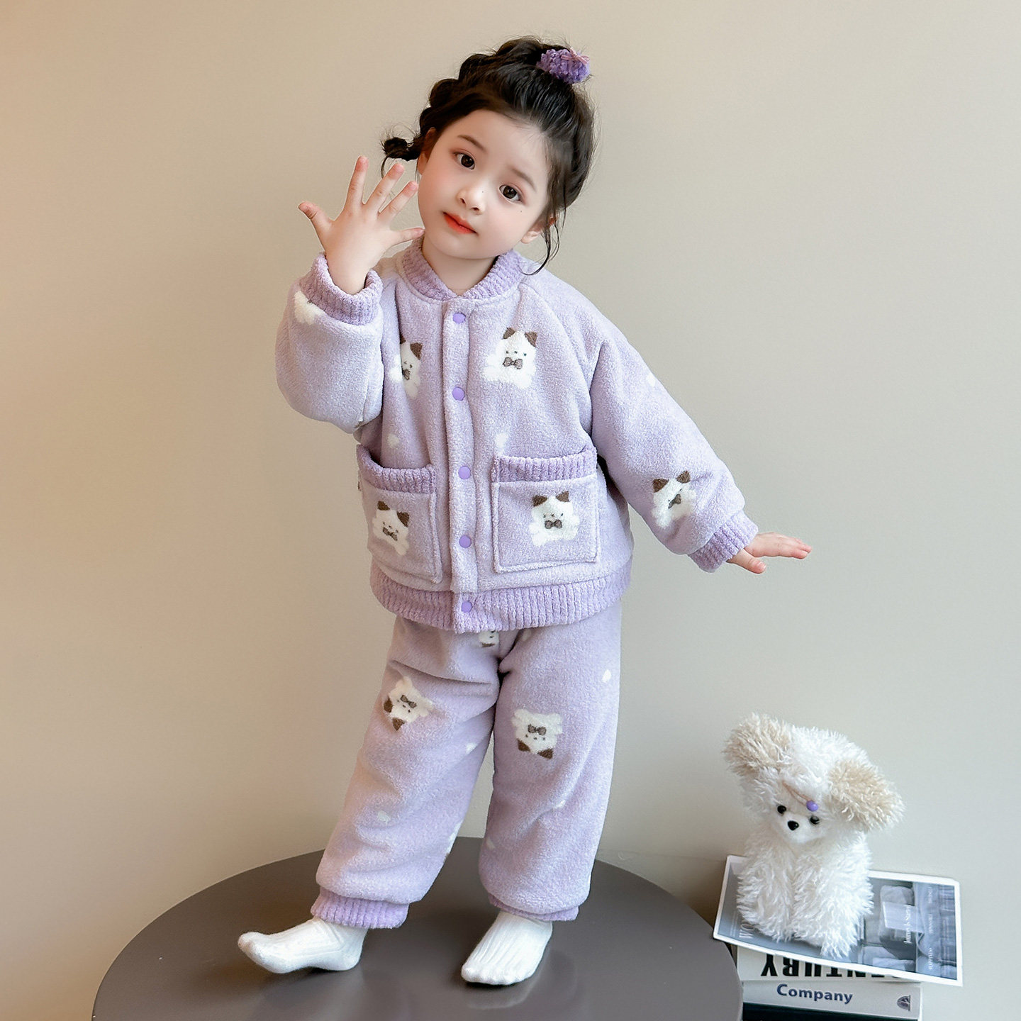 女童加厚睡衣套装冬季2025新款儿童宝宝三层保暖法兰绒开衫家居服,淘宝优惠券,粉丝福利购,淘宝优惠卷