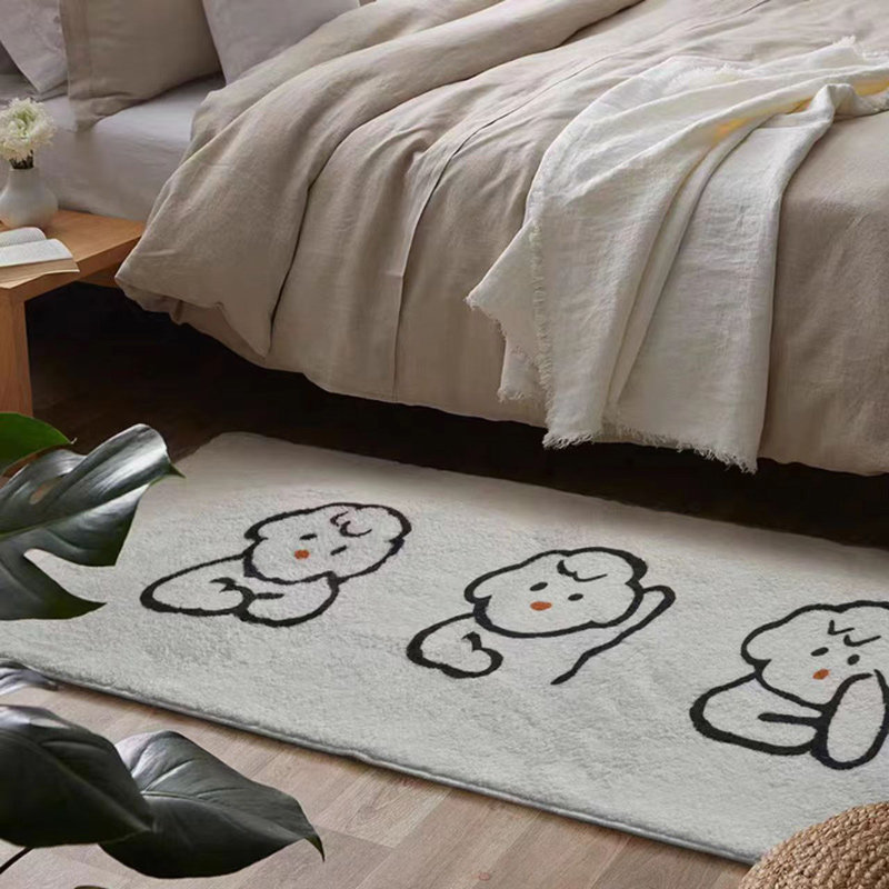 Cartoon cute clouds bedroom bedside ins home small carpet room bay window blanket girl plush floor mat in front of the mirror