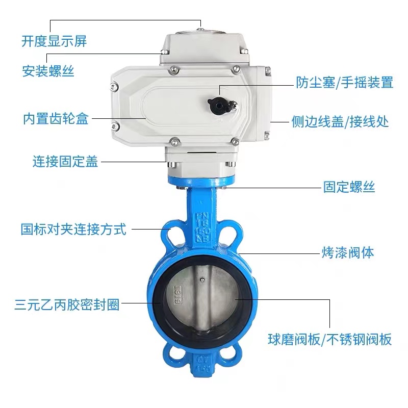 220V电动对夹蝶阀D971X16不锈钢阀门手自一体DN5080100包邮原装 - 图0