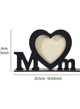 MOM字母爱心造型的母亲节装饰摆件温馨木质家居装饰