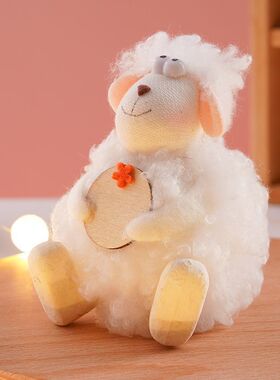 可爱毛绒小羊摆件家居装饰品电视柜桌面装饰礼品礼物儿童玩具