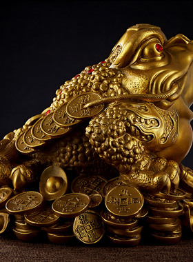 聚善缘全铜招财金蟾金蝉三脚蟾蜍