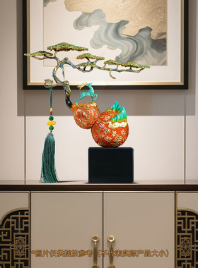 聚善缘福禄双黄铜葫芦摆件乔迁礼