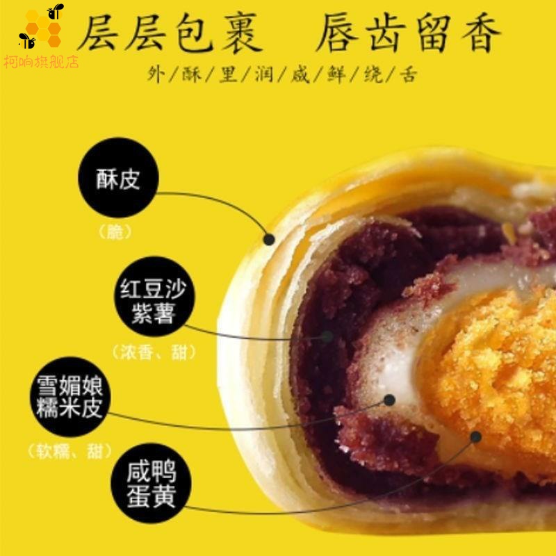 新货国宏蛋黄酥国洪国弘蛋黄酥雪媚娘红豆味紫薯味小吃零食糕点；-图2