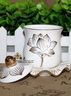 陶瓷浮雕描金供佛杯