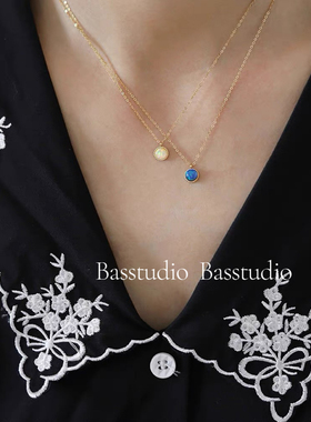Basstudio七彩仿欧泊澳宝不掉色钛钢项链锁骨链显白精致法式轻奢