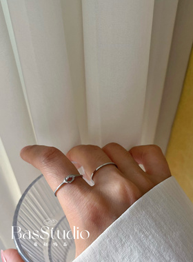 BasStudio 洗手不用摘情侣戒指打结爱心戒指不掉色简约精致素戒指