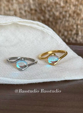 Basstudio原创设计小众复古月光石戒指女不掉色钛钢高级感食指戒