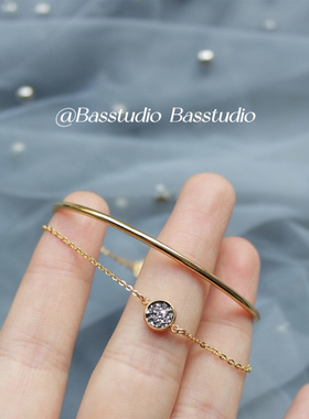 Basstudio 梦幻灰熔岩合成晶簇圆形双层简约手镯手链钛钢不掉色