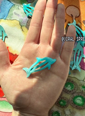 蓝色海豚y2k滴胶bb夹子