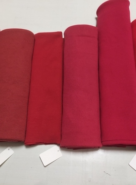 纯棉2:2罗纹布料卫衣下摆袖口腰头松紧弹力面料黑色红色腹带布