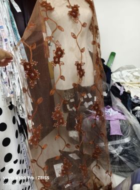 绣花布头diy大块刺绣网纱手工