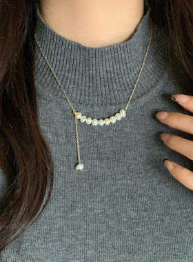 新款粉白色淡水珍珠项链轻奢气质潮流百搭毛衣链小众设计高级个性