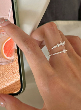 韩系通勤日常简约高级感镶锆开口戒指时尚百搭个性小众设计手饰女
