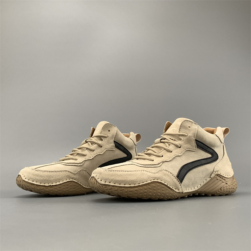 高品质外贸男士秋季新款真皮复古高帮休闲鞋百搭轻便舒适耐磨耐脏,淘宝优惠券,粉丝福利购,淘宝优惠卷