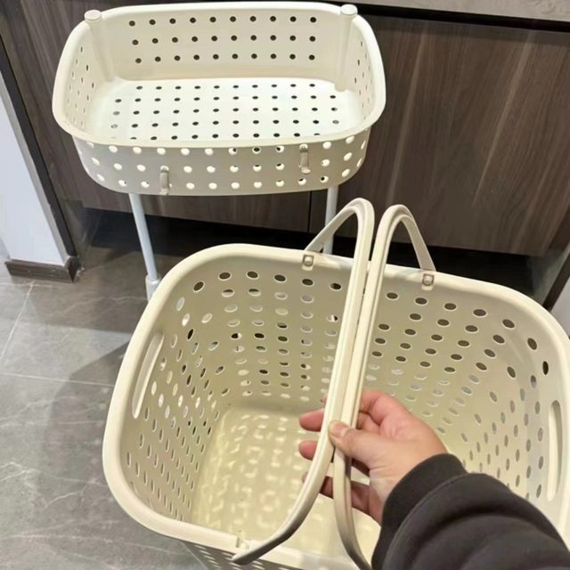 Dirty clothing basket storage rack Dirty clothing practical storage basket Plastic toys and snacks storage multi-layer movable storage bucket