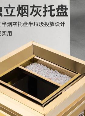 漫德莱 酒店大堂垃圾桶大号 不锈钢仿大理石烟灰桶 宾馆KTV立式垃