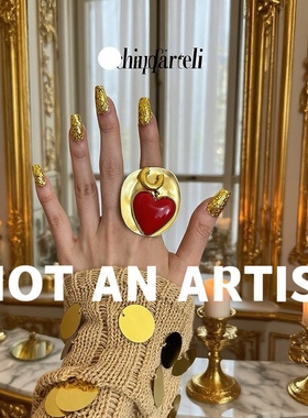 实拍海外设计师手工制作法式复古心形金属爱心戒指时髦精流行指环