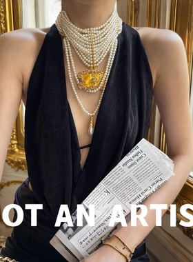 25s vintage复刻古堡水晶壁灯多层仿真珍珠项链欧美复古走秀宴会