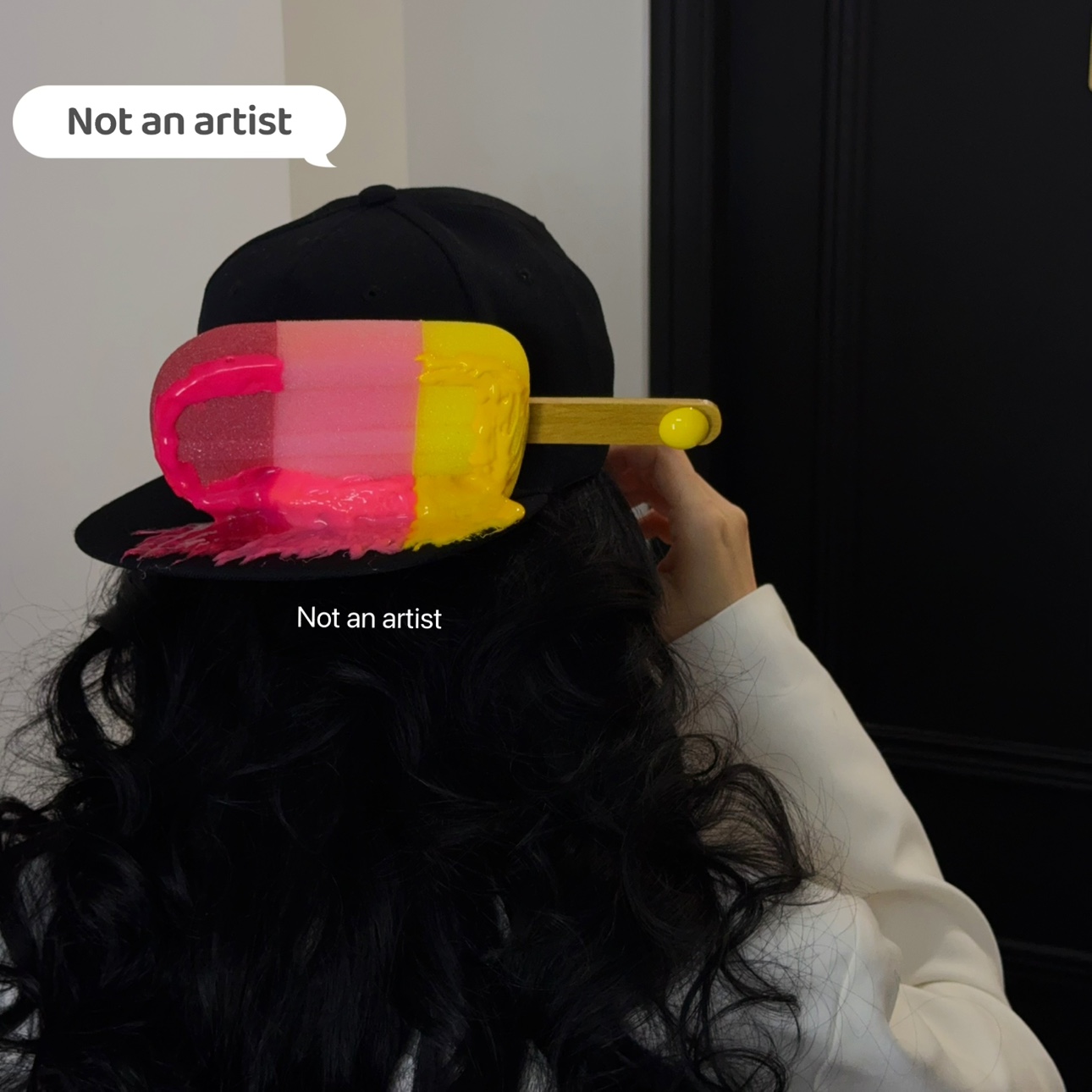 原创小众设计手作夏日融化雪棍冰棒冰淇淋棒球帽黑色百搭棒球帽 - 图0