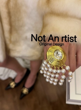 欧美复古夸张多层珍珠流苏戒指vintage金属大号圆形水钻宴会指环