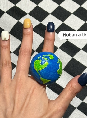 自制设计星球系列原创树脂石膏手绘立体夸张戒指地球天皇星指环