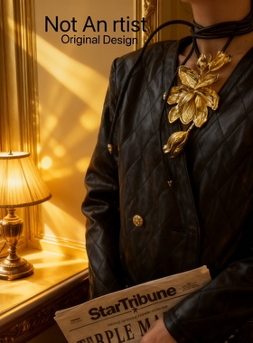 实拍原创复古时髦走秀款夸张重工金属花朵绑带项链多功能佩戴搭配