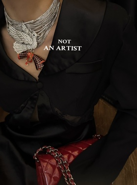 原创法式优雅多层设计手工高定和平鸽水钻叠链短款项链宴会锁骨链