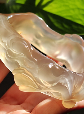 玛瑙印象 纯天然逊克北红江料玛瑙雕刻手镯 高雅玉兰超级冰胶光57