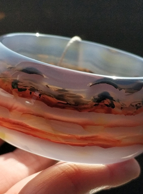 纯天然巴西立体黑红玛瑙手镯